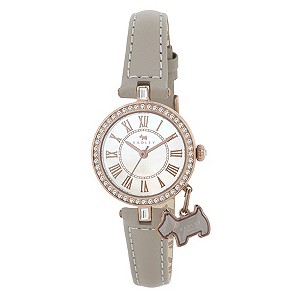 Radley Ladies' Stone Set Rose Gold Tone Grey Strap Watch