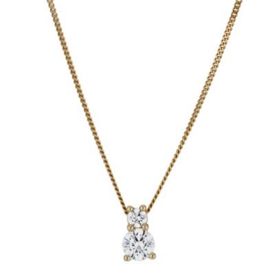 18 Yellow Gold-Plated 18" Double Cubic Zirconia Pendant - Product number 1013351