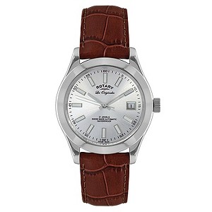 Rotary Men's Stainless Steel Brown Leather Strap Watch