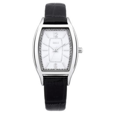 Oasis Ladies' Alloy Black Leather Strap Watch - Product number 1014250
