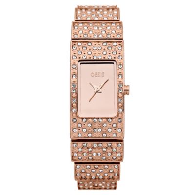 Oasis Ladies' Rose Gold Tone Stone Set Bracelet Watch - Product number 1014331