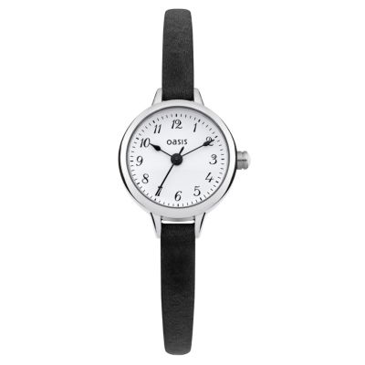 Oasis Ladies' Alloy Black Leather Strap Watch - Product number 1014412