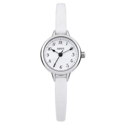 Oasis Ladies' Alloy White Leather Strap Watch - Product number 1014420
