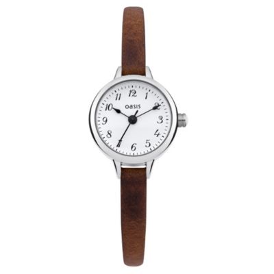 Oasis Ladies' Alloy Brown Leather Strap Watch - Product number 1014439