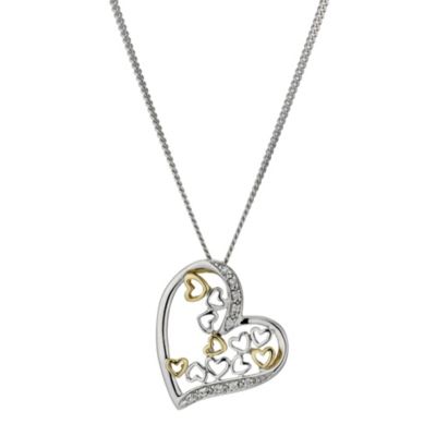 Silver and 9ct Gold 18` Cubic Zirconia