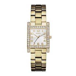 Guess Ladies' Crystal Set Gold-Plated Bracelet Watch