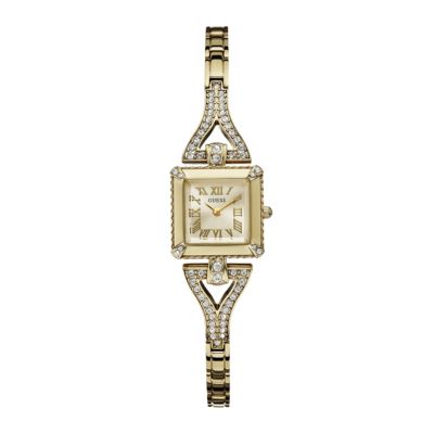 Guess Ladies' Crystal Set Gold-Plated Bracelet Watch