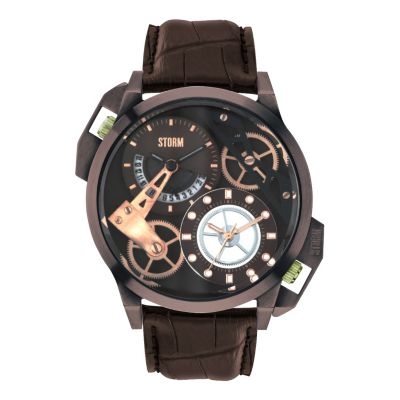 Storm Men's Black Stainless Steel Brown Strap Watch - Product number 1015028
