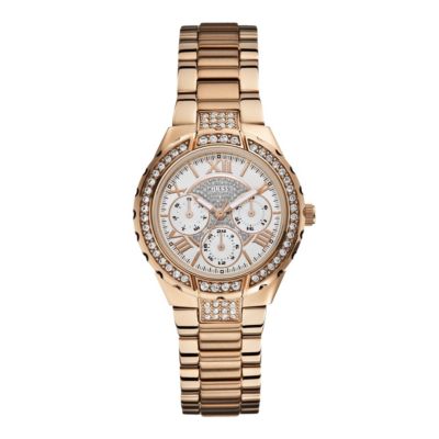 Guess Ladies' Crystal Set Rose Gold-Plated Bracelet WatchGuess Ladies' Crystal Set Rose Gold-Plated 