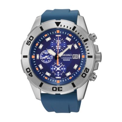 Seiko Men's Stainless Steel Blue PU Strap Watch - Product number 1015761