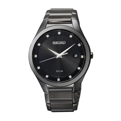 Seiko Solar Men's Crystal Black Ion-Plated Bracelet Watch - Product number 1015826