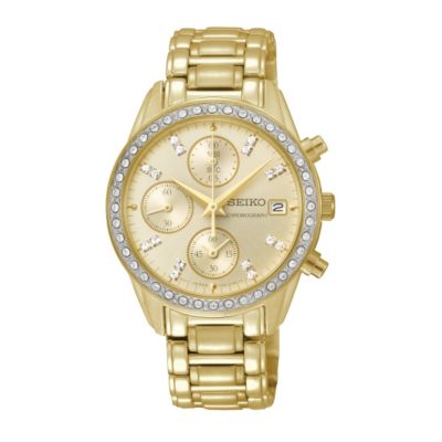 Seiko Solar Ladies' Crystal Gold-Plated Bracelet Watch - Product number 1015834