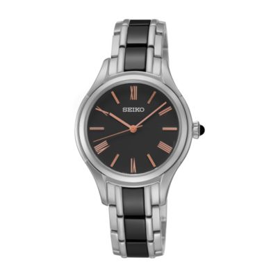 Seiko Ladies' Stainless Steel & Black Ceramic Bracelet Watch - Product number 1015842