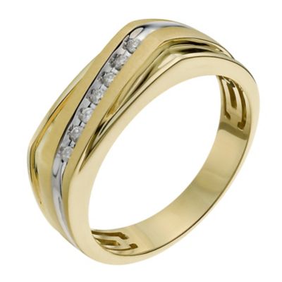9ct yellow gold men's 10 point diamond stripe ring - Product number 1016164