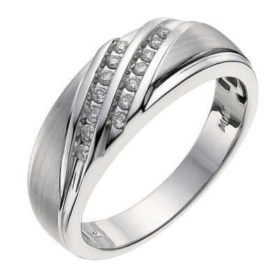 9ct white gold 1/5 carat diamond two row ring - Product number 1016555
