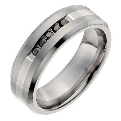Titanium men's treated black diamond band ring - Product number 1017357