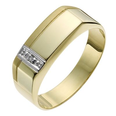 9ct yellow gold men's diamond side detail ring - Product number 1018035