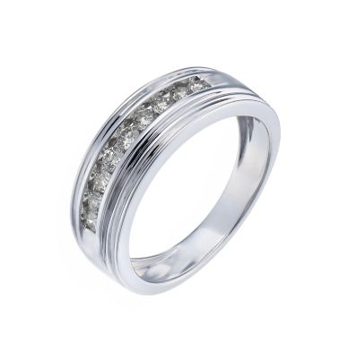 9ct white gold half carat diamond band ring - Product number 1018310