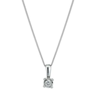 9ct White Gold Illusion Diamond Pendant Necklace