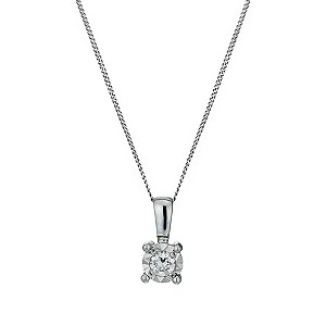 9ct White Gold Illusion Diamond Pendant Necklace