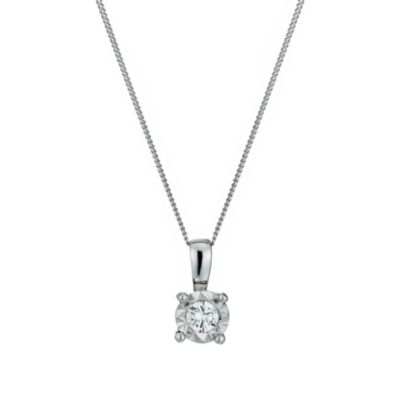 9ct White Gold Illusion 110 Carat Diamond Pendant Necklace - Product ...