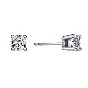 9ct White Gold Illusion Diamond Earrings