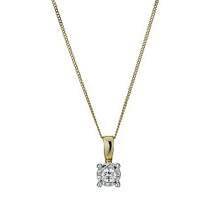 9ct Gold Illusion Diamond Pendant Necklace9ct Gold Illusion Diamond Pendant Necklace