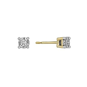 H Samuel 9ct Gold Illusion Diamond Earrings