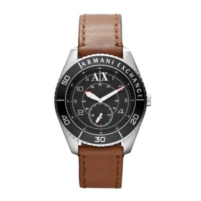 Men's Armani Exchange Brown Leather Strap Watch