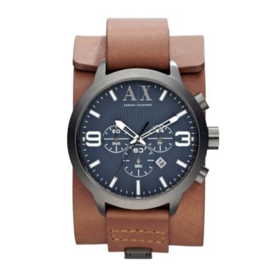 Men's Armani Exchange Brown Leather Strap Watch - Product number 1021389