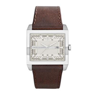 Armani Exchange Men's Almond Brown Leather Strap Watch
