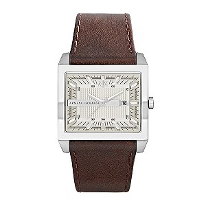 Armani Exchange Men's Almond Brown Leather Strap Watch
