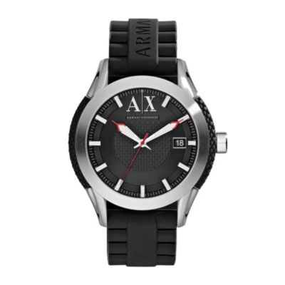 Armani Exchange Men's Steel Black Rubber Strap Watch