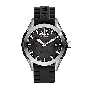 Armani Exchange Men's Steel Black Rubber Strap Watch