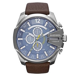 Diesel Men's Blue Dial Brown Leather Strap Watch
