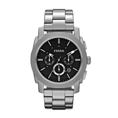 Fossil Men's Black Dial Stainless Steel Bracelet Watch