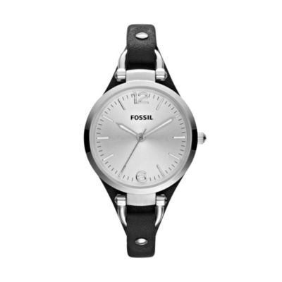 Fossil Ladies' Black Leather Strap Watch