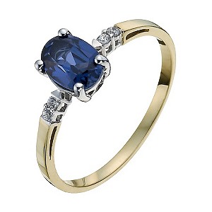 H Samuel Sterling Silver and 9ct Gold Created Sapphire