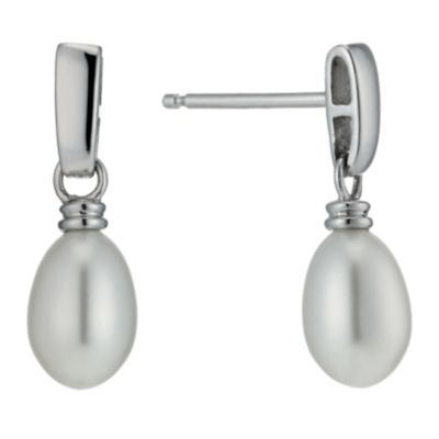 Sterling silver cultured freshwater pearl drop earrings - Product number 1023993