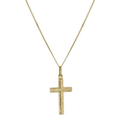 9ct Yellow Gold Patterned Cross Pendant