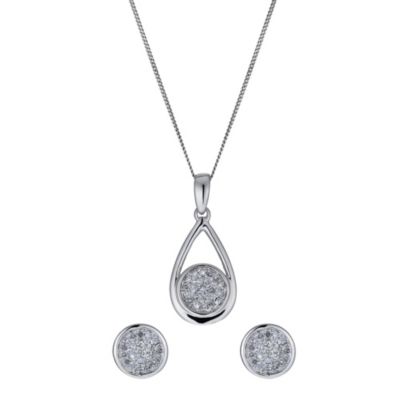 9ct white gold 20 point earring & pendant set - Product number 1025376
