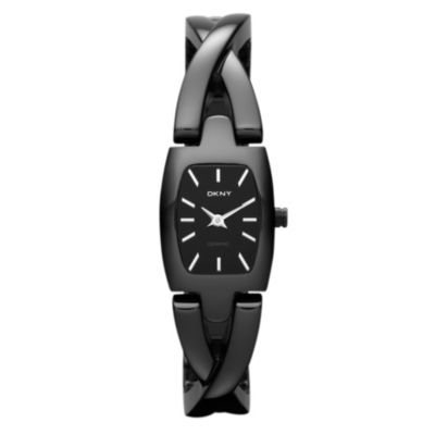 DKNY ladies' rectangle black ceramic twist bracelet watch - Product number 1025473