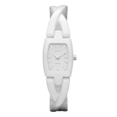 DKNY ladies' rectangle white ceramic twist bracelet watch - Product number 1025538