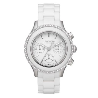 DKNY ladies' stainless steel & white ceramic bracelet watch - Product number 1025562