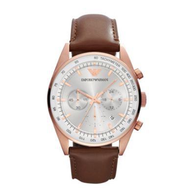Emporio Armani men's rose gold-plated silver strap watch - Product number 1025996