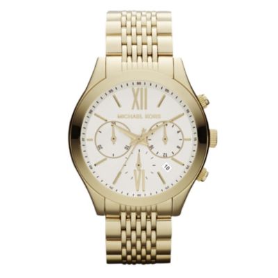 Michael Kors men's white dial gold-plated bracelet watch - Product number 1026321
