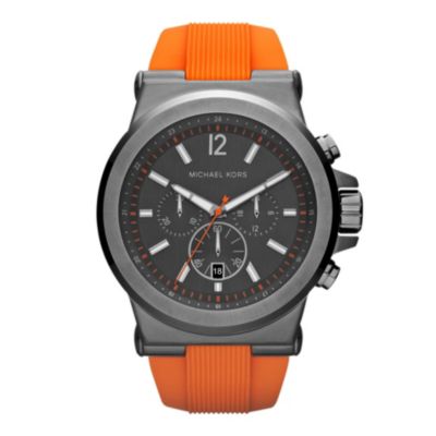 Michael Kors men's black ion-plated orange strap watch - Product number 1026356