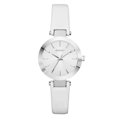 DKNY Ladies' Stainless Steel White Leather Strap WatchDKNY Ladies' Stainless Steel White Leather Str