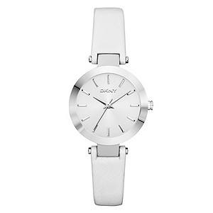 DKNY Ladies' Stainless Steel White Leather Strap WatchDKNY Ladies' Stainless Steel White Leather Str