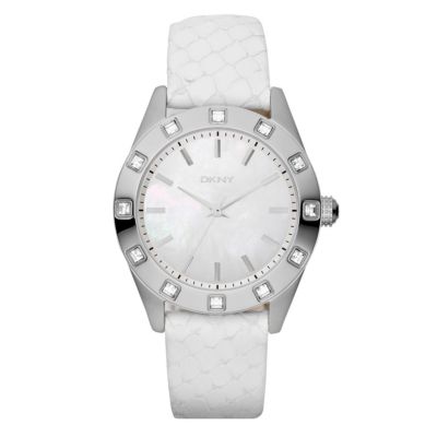 DKNY Ladies' Stainless Steel White Snake Strap Watch - Product number 1028383